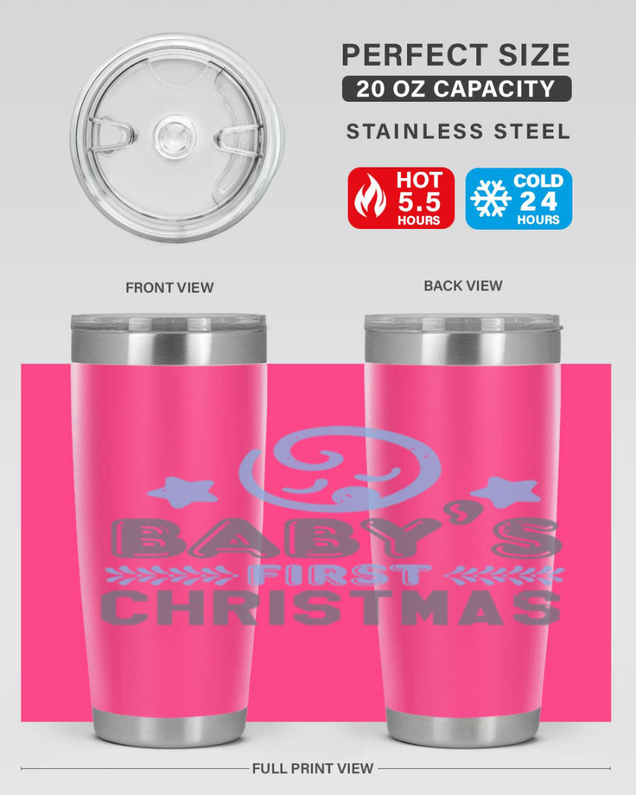 Baby First Christmas Style 2# tumbler, 20oz double wall vacuum stainless steel with festive design, perfect for hot and cold beverages.