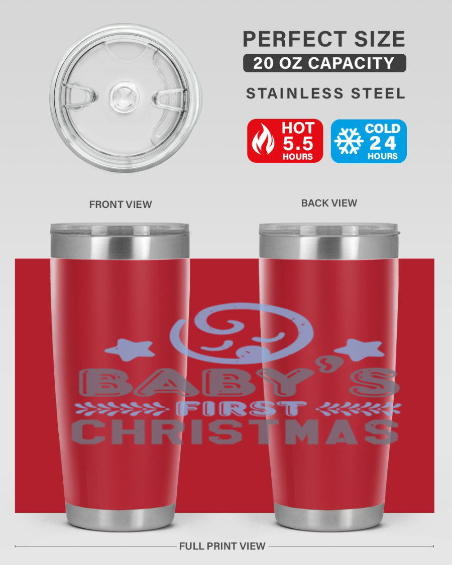 Baby First Christmas Style 2# tumbler, 20oz double wall vacuum stainless steel with festive design, perfect for hot and cold beverages.