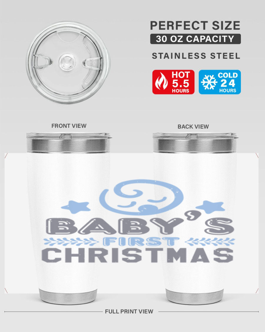 Baby First Christmas Style 2# tumbler, 20oz double wall vacuum stainless steel with festive design, perfect for hot and cold beverages.
