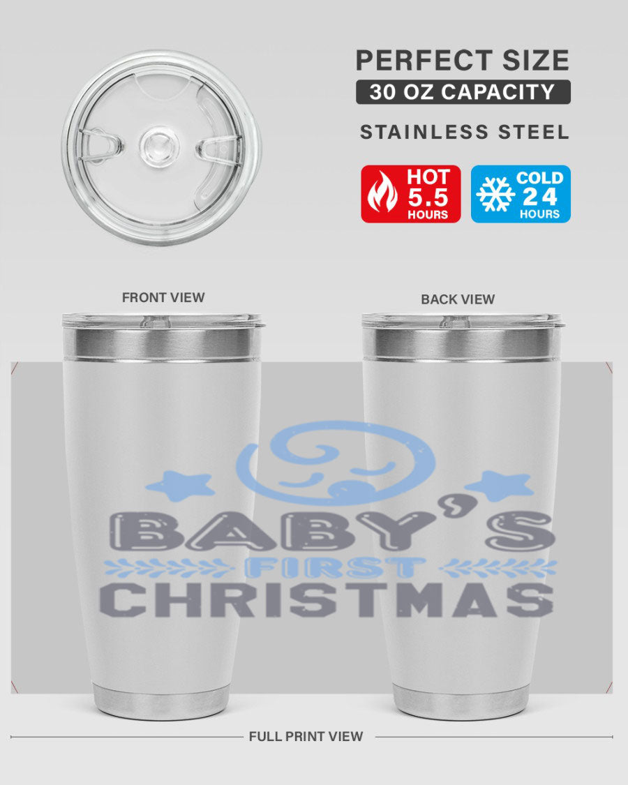 Baby First Christmas Style 2# tumbler, 20oz double wall vacuum stainless steel with festive design, perfect for hot and cold beverages.