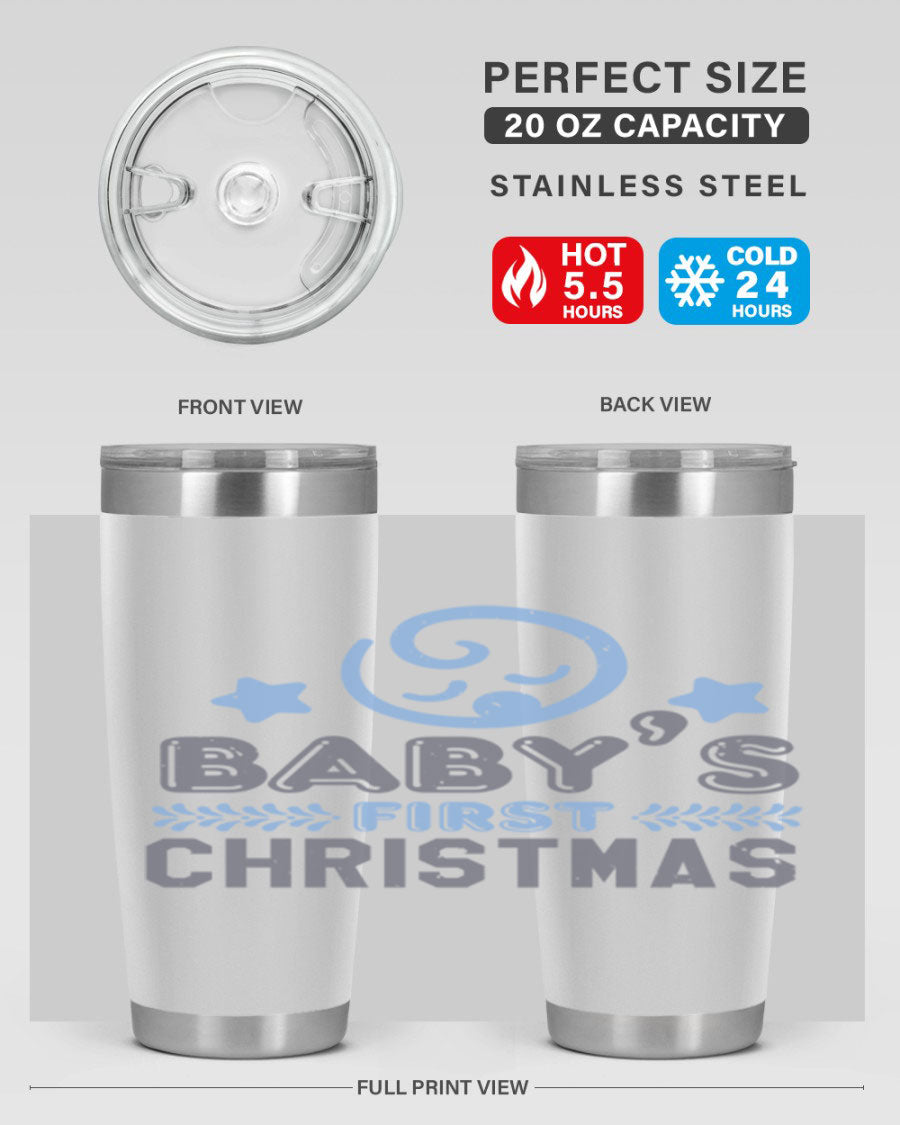 Baby First Christmas Style 2# tumbler, 20oz double wall vacuum stainless steel with festive design, perfect for hot and cold beverages.