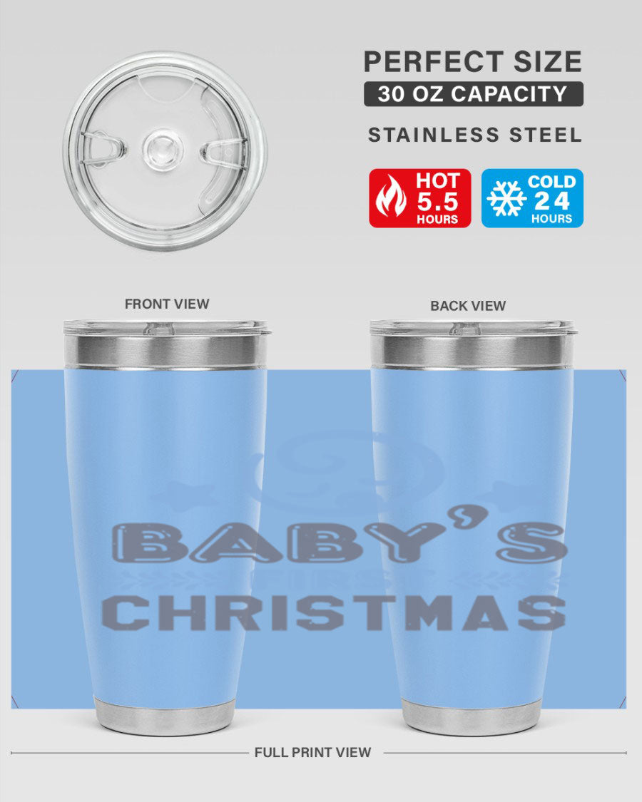 Baby First Christmas Style 2# tumbler, 20oz double wall vacuum stainless steel with festive design, perfect for hot and cold beverages.
