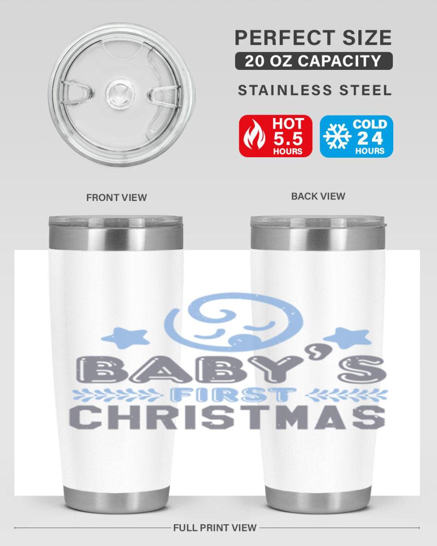 Baby First Christmas Style 2# tumbler, 20oz double wall vacuum stainless steel with festive design, perfect for hot and cold beverages.