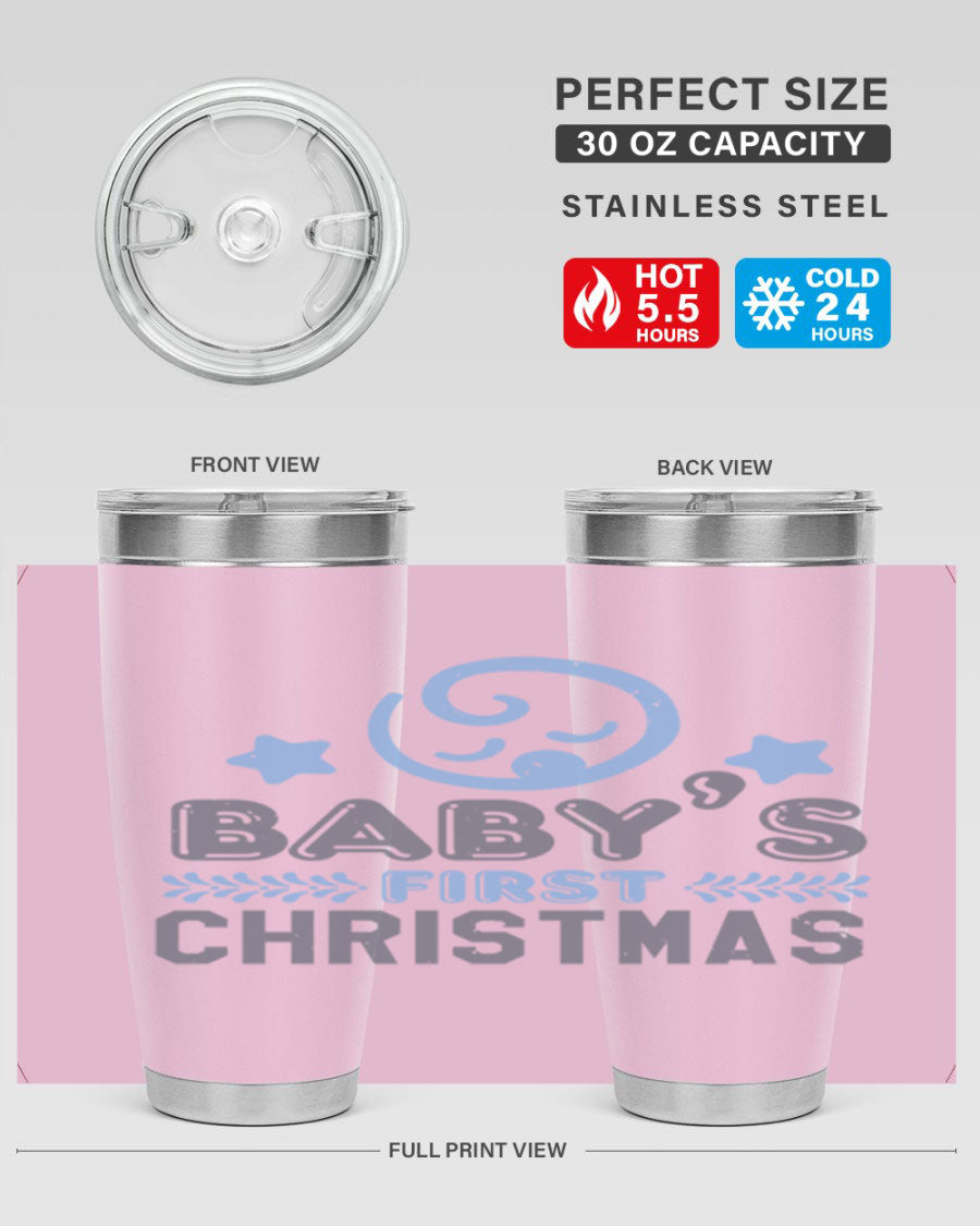 Baby First Christmas Style 2# tumbler, 20oz double wall vacuum stainless steel with festive design, perfect for hot and cold beverages.