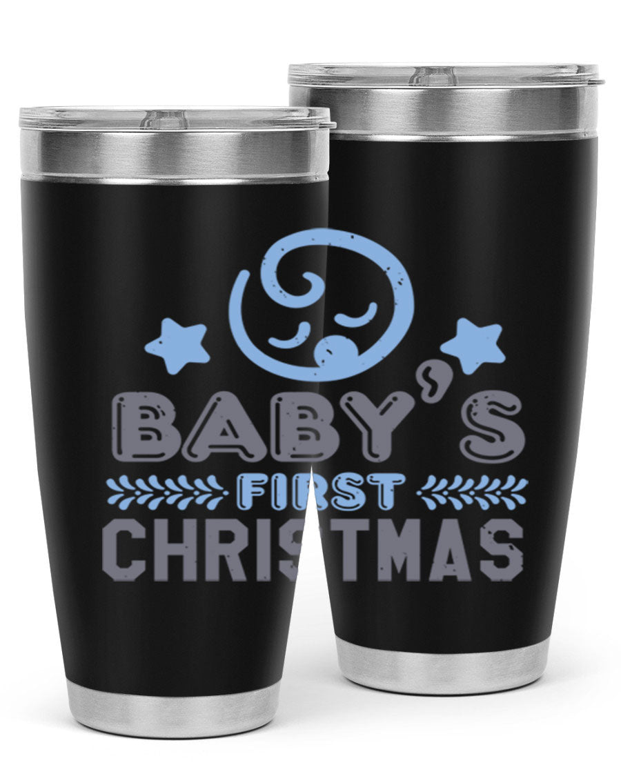 Baby First Christmas Style 2# tumbler, 20oz double wall vacuum stainless steel with festive design, perfect for hot and cold beverages.
