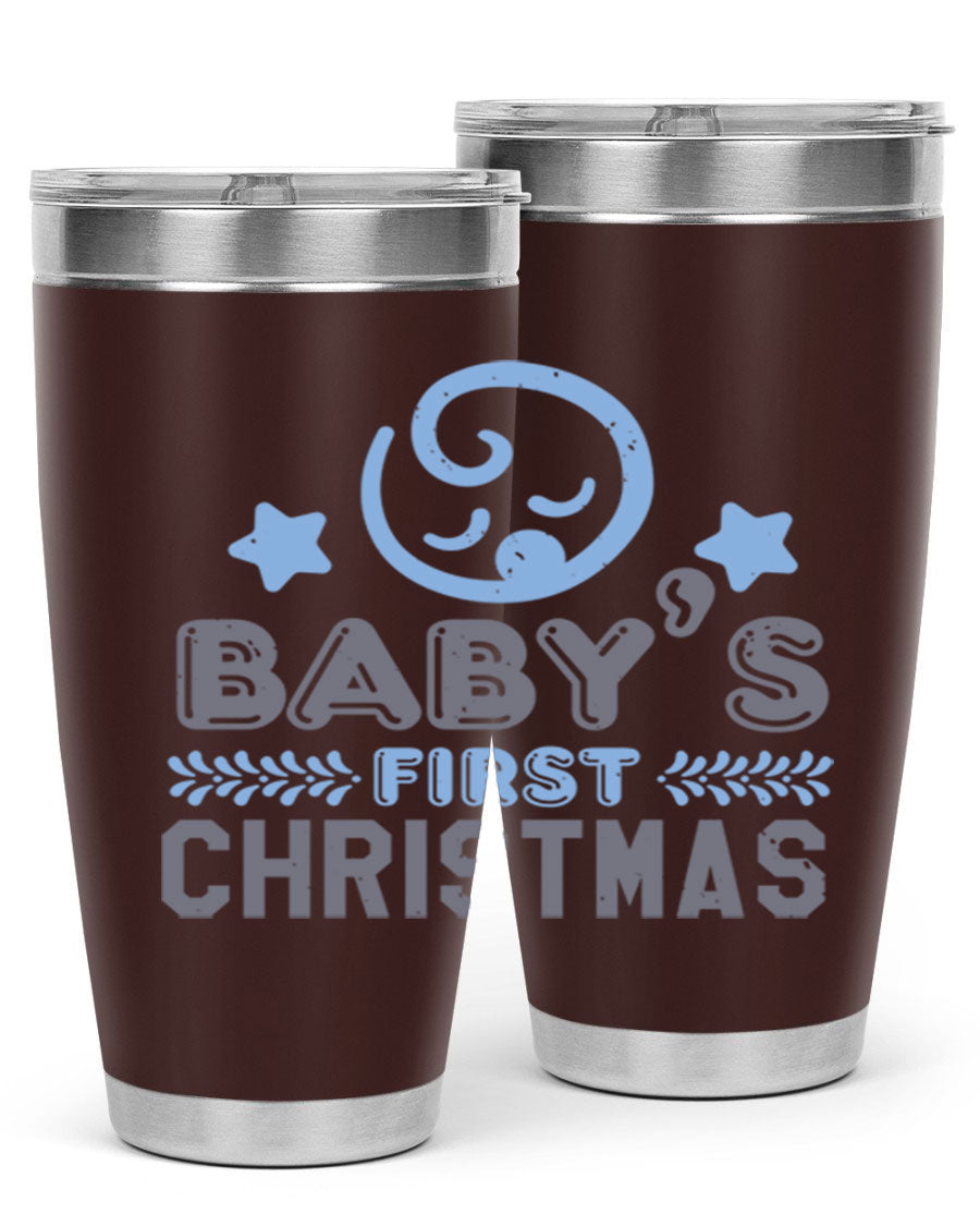 Baby First Christmas Style 2# tumbler, 20oz double wall vacuum stainless steel with festive design, perfect for hot and cold beverages.