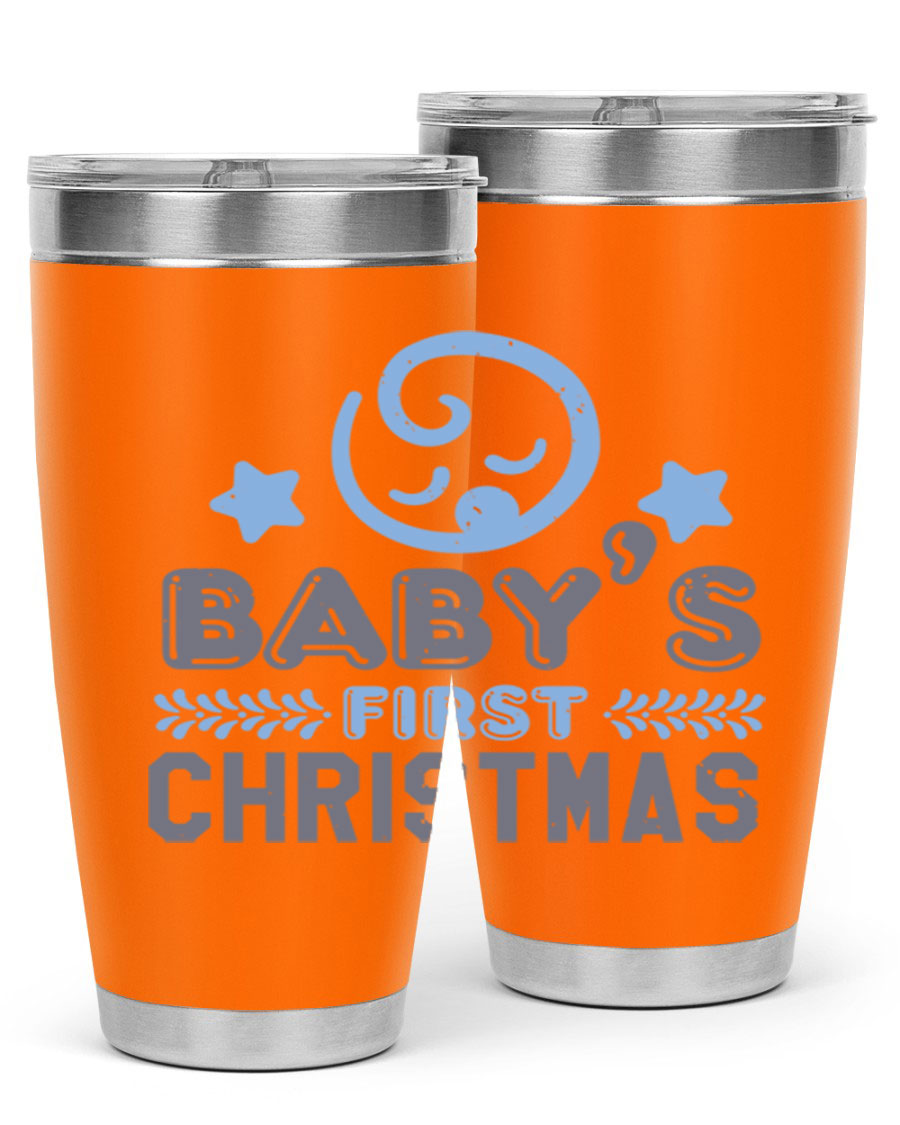 Baby First Christmas Style 2# tumbler, 20oz double wall vacuum stainless steel with festive design, perfect for hot and cold beverages.
