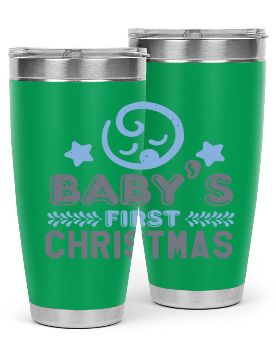 Baby First Christmas Style 2# tumbler, 20oz double wall vacuum stainless steel with festive design, perfect for hot and cold beverages.