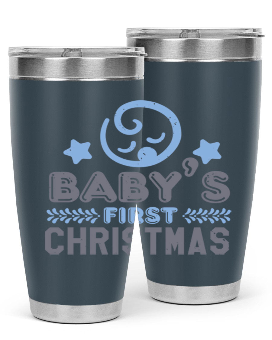 Baby First Christmas Style 2# tumbler, 20oz double wall vacuum stainless steel with festive design, perfect for hot and cold beverages.