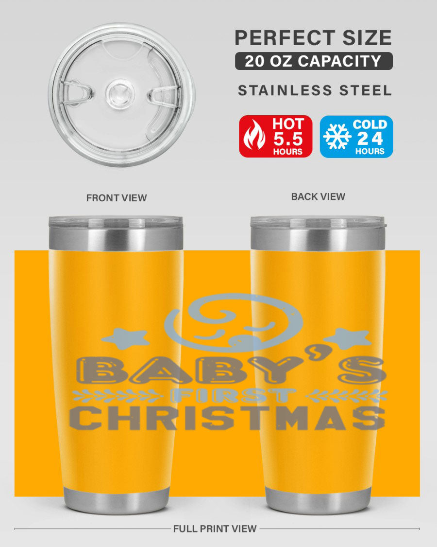 Baby First Christmas Style 2# tumbler, 20oz double wall vacuum stainless steel with festive design, perfect for hot and cold beverages.