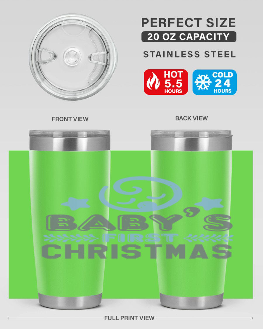 Baby First Christmas Style 2# tumbler, 20oz double wall vacuum stainless steel with festive design, perfect for hot and cold beverages.