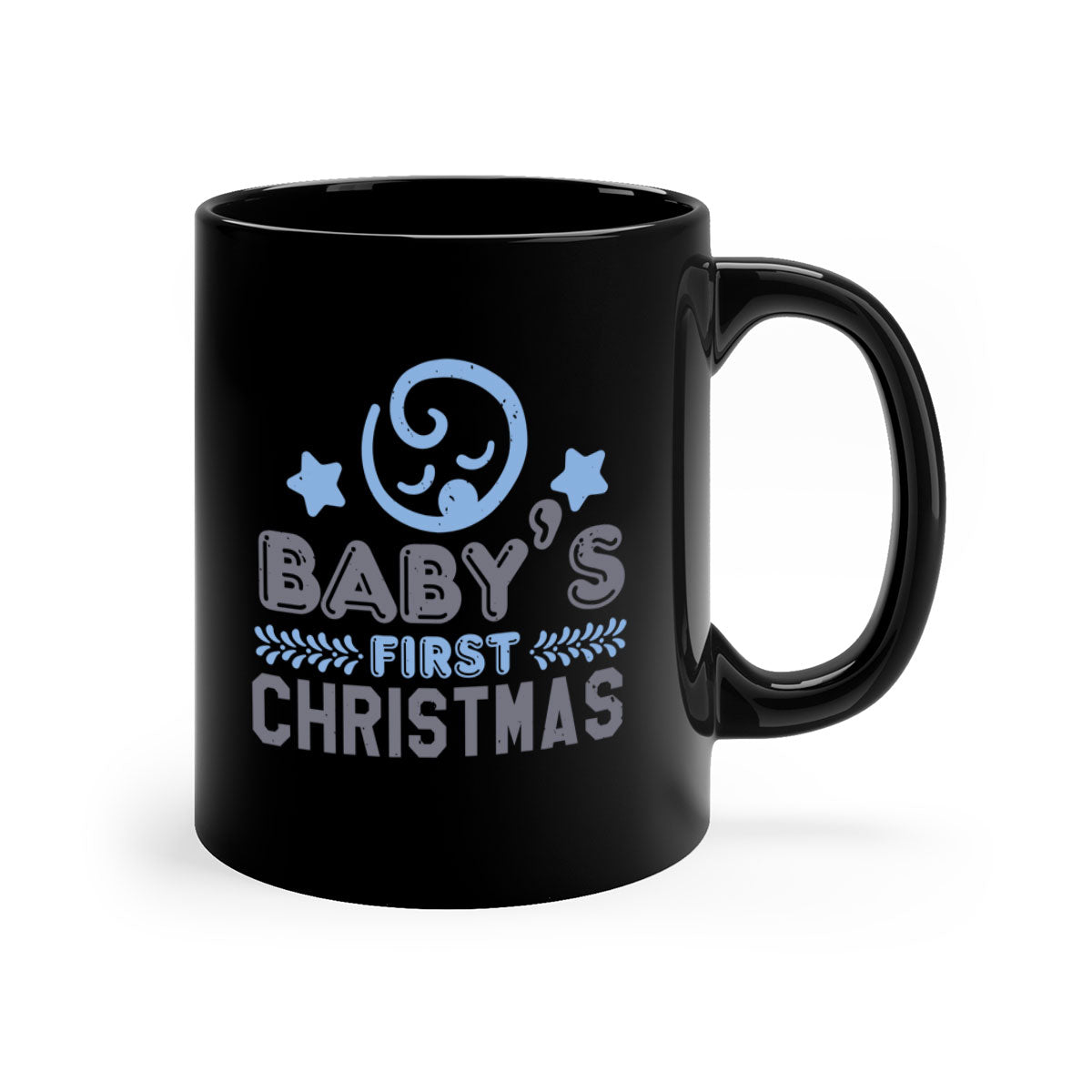 Baby First Christmas Style 2# Mug with two-tone design, colored handle, and glossy finish, available in multiple colors.