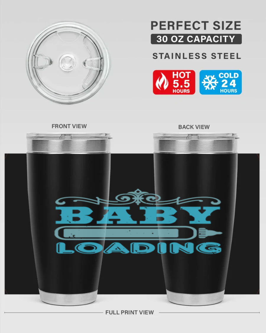 Baby Loading Style 49# tumbler in 20oz size, featuring a double wall vacuum stainless steel design with a copper lining and a drink-thru lid.