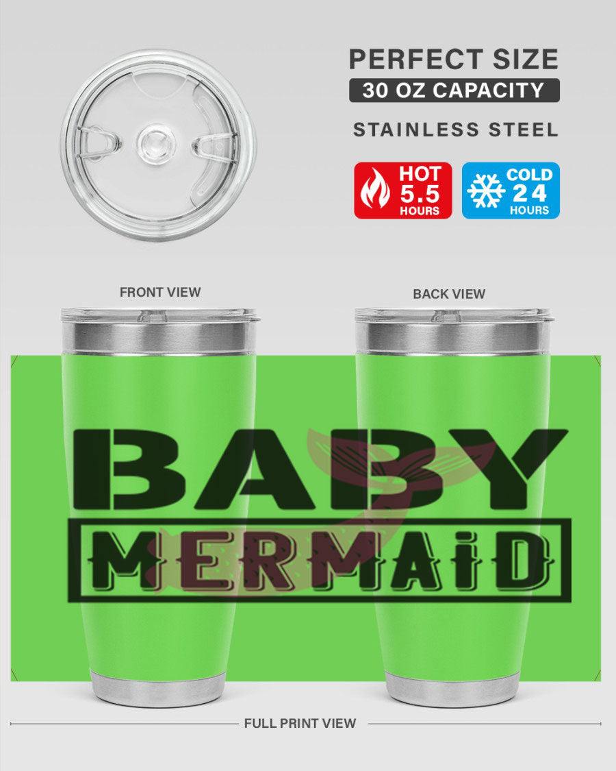 Baby Mermaid 29# Tumbler, a stylish 20oz stainless steel tumbler with vibrant mermaid design, perfect for hot and cold beverages.
