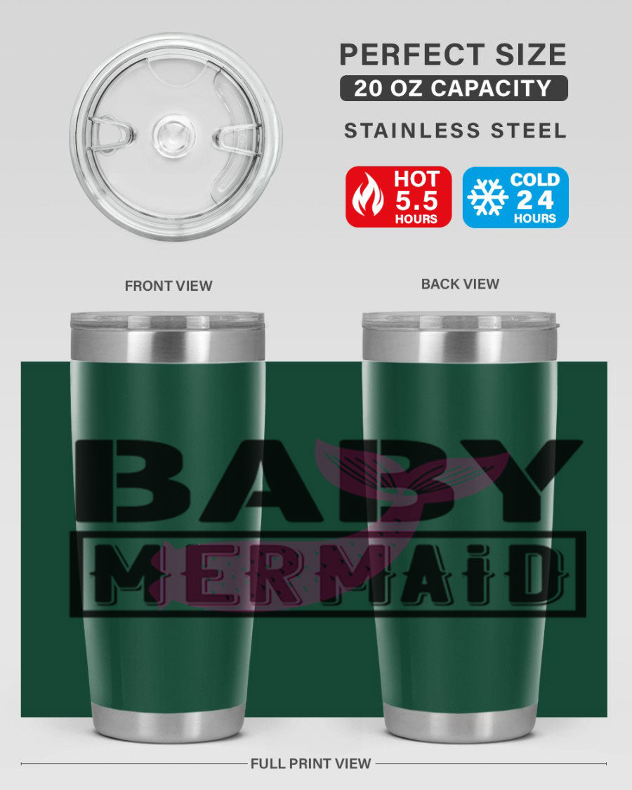 Baby Mermaid 29# Tumbler, a stylish 20oz stainless steel tumbler with vibrant mermaid design, perfect for hot and cold beverages.