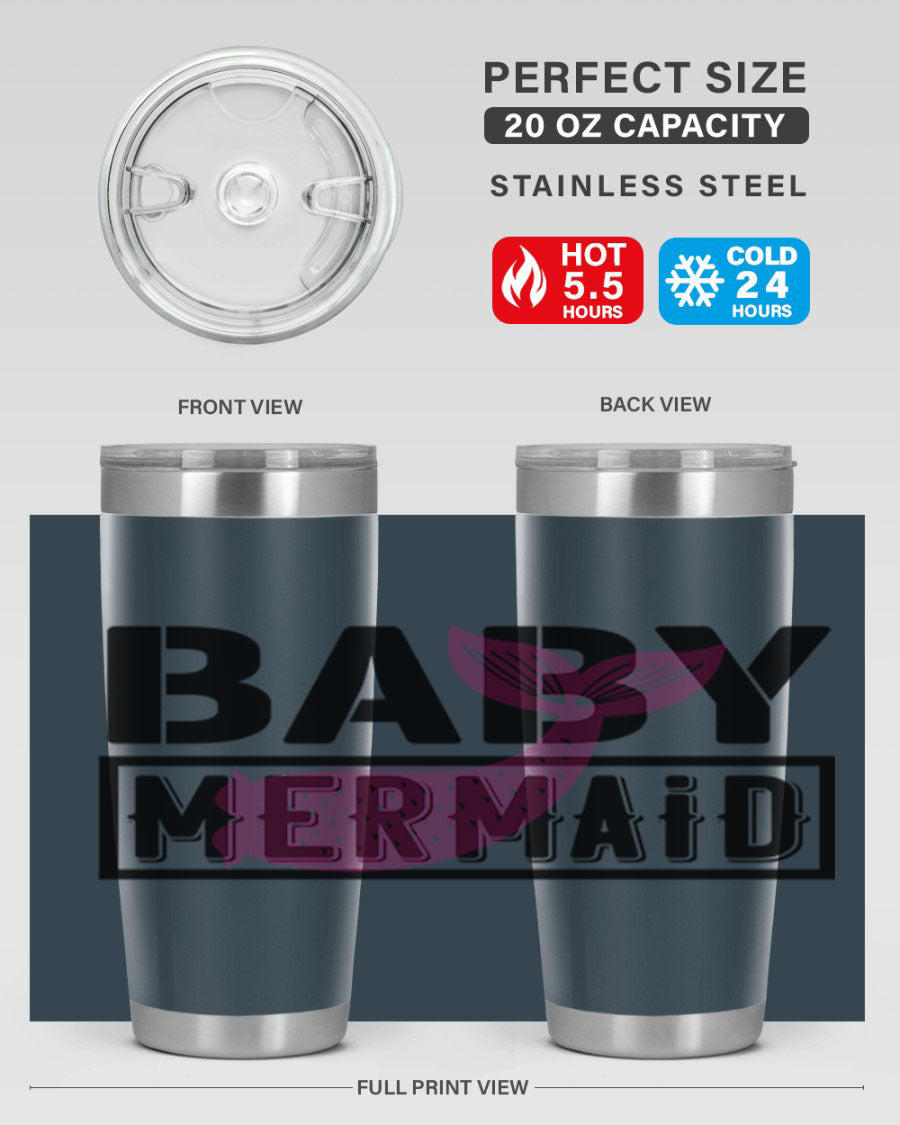 Baby Mermaid 29# Tumbler, a stylish 20oz stainless steel tumbler with vibrant mermaid design, perfect for hot and cold beverages.