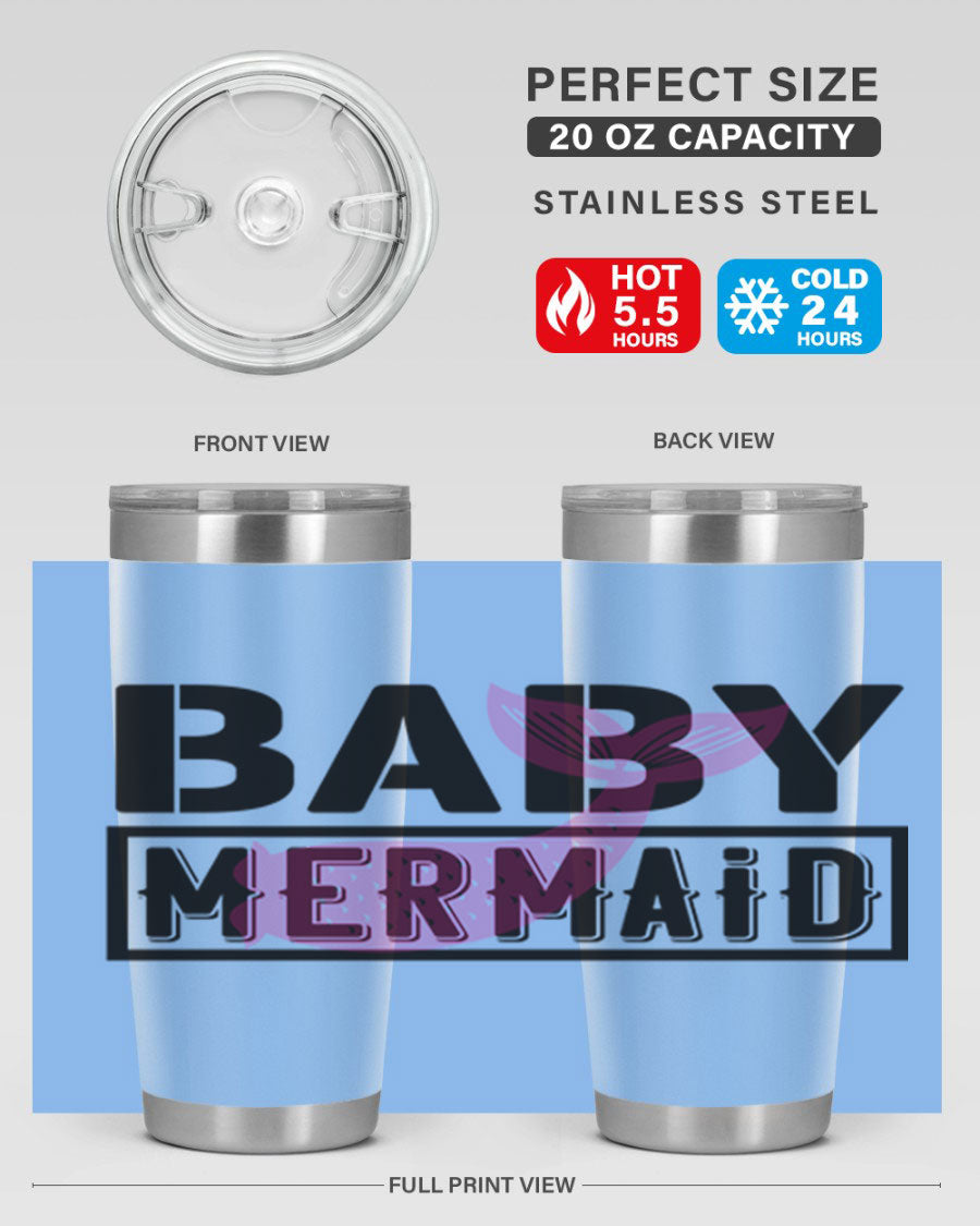 Baby Mermaid 29# Tumbler, a stylish 20oz stainless steel tumbler with vibrant mermaid design, perfect for hot and cold beverages.