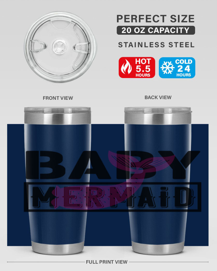 Baby Mermaid 29# Tumbler, a stylish 20oz stainless steel tumbler with vibrant mermaid design, perfect for hot and cold beverages.