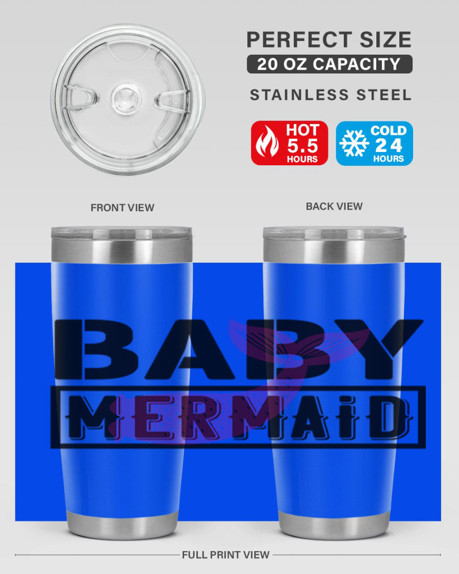 Baby Mermaid 29# Tumbler, a stylish 20oz stainless steel tumbler with vibrant mermaid design, perfect for hot and cold beverages.