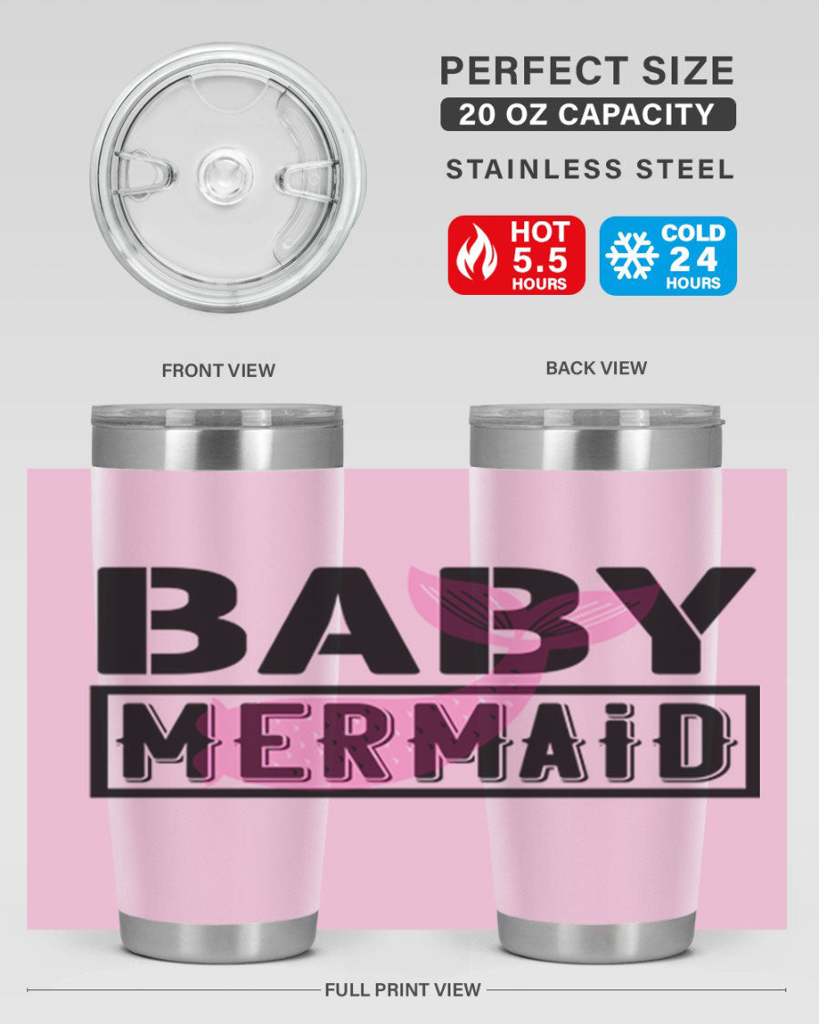 Baby Mermaid 29# Tumbler, a stylish 20oz stainless steel tumbler with vibrant mermaid design, perfect for hot and cold beverages.
