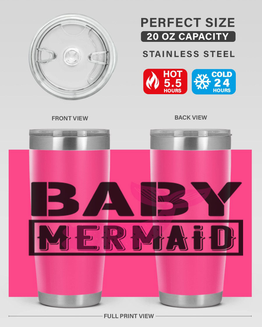 Baby Mermaid 29# Tumbler, a stylish 20oz stainless steel tumbler with vibrant mermaid design, perfect for hot and cold beverages.