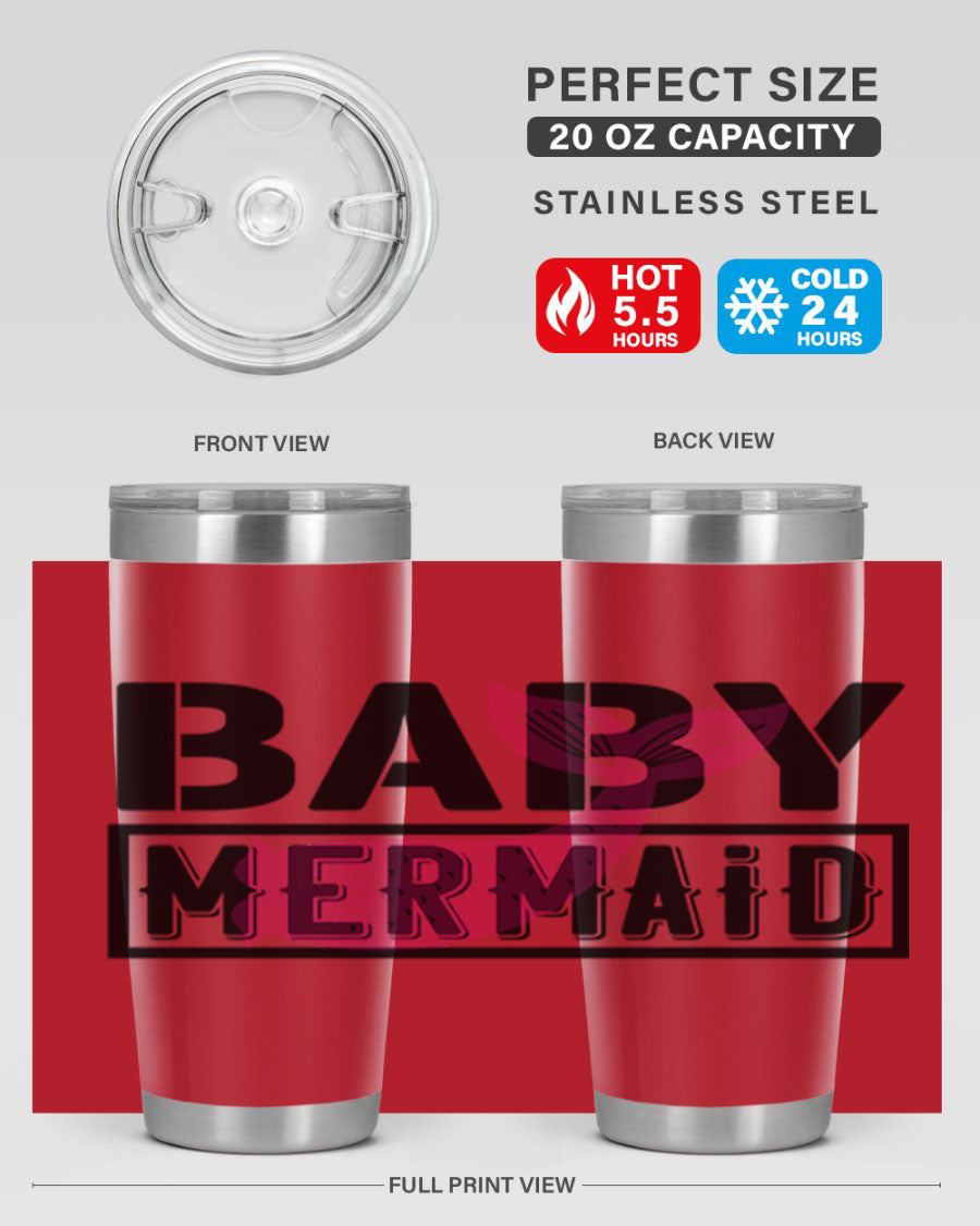 Baby Mermaid 29# Tumbler, a stylish 20oz stainless steel tumbler with vibrant mermaid design, perfect for hot and cold beverages.