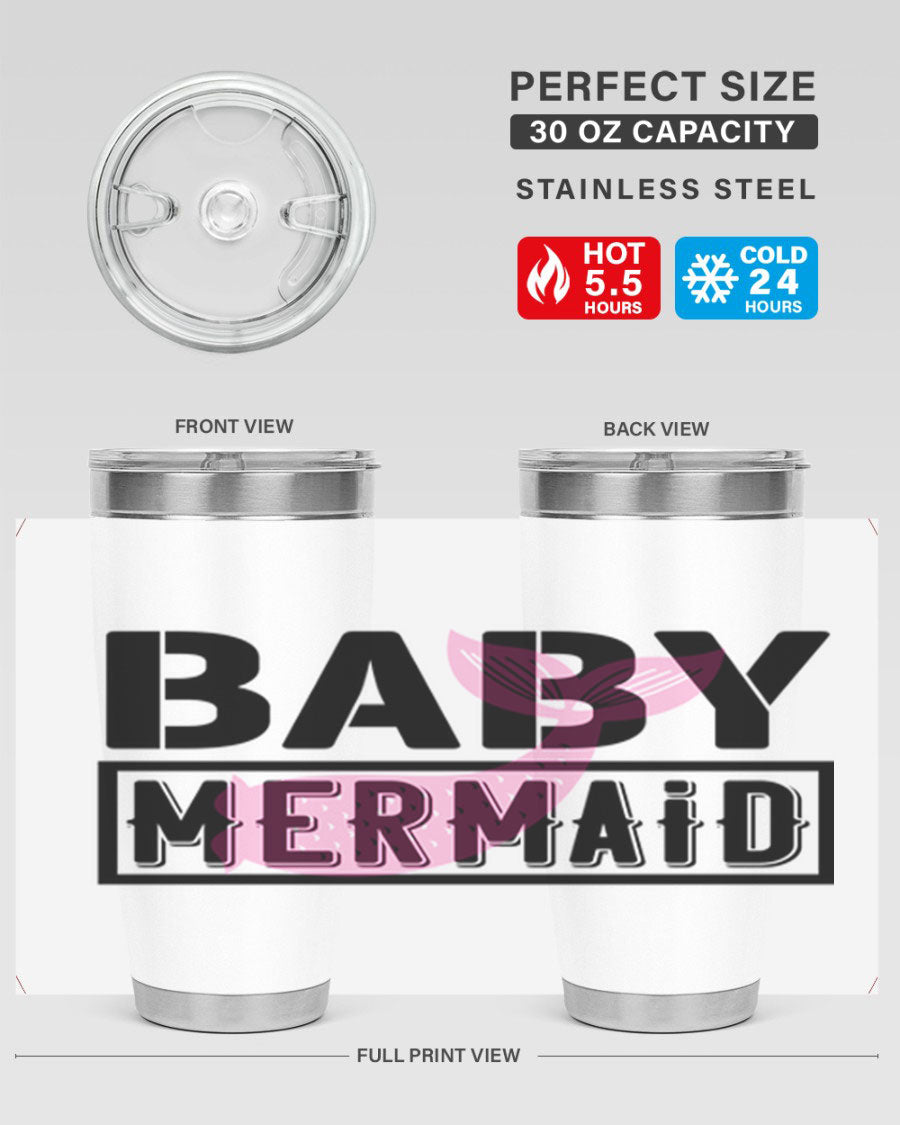 Baby Mermaid 29# Tumbler, a stylish 20oz stainless steel tumbler with vibrant mermaid design, perfect for hot and cold beverages.