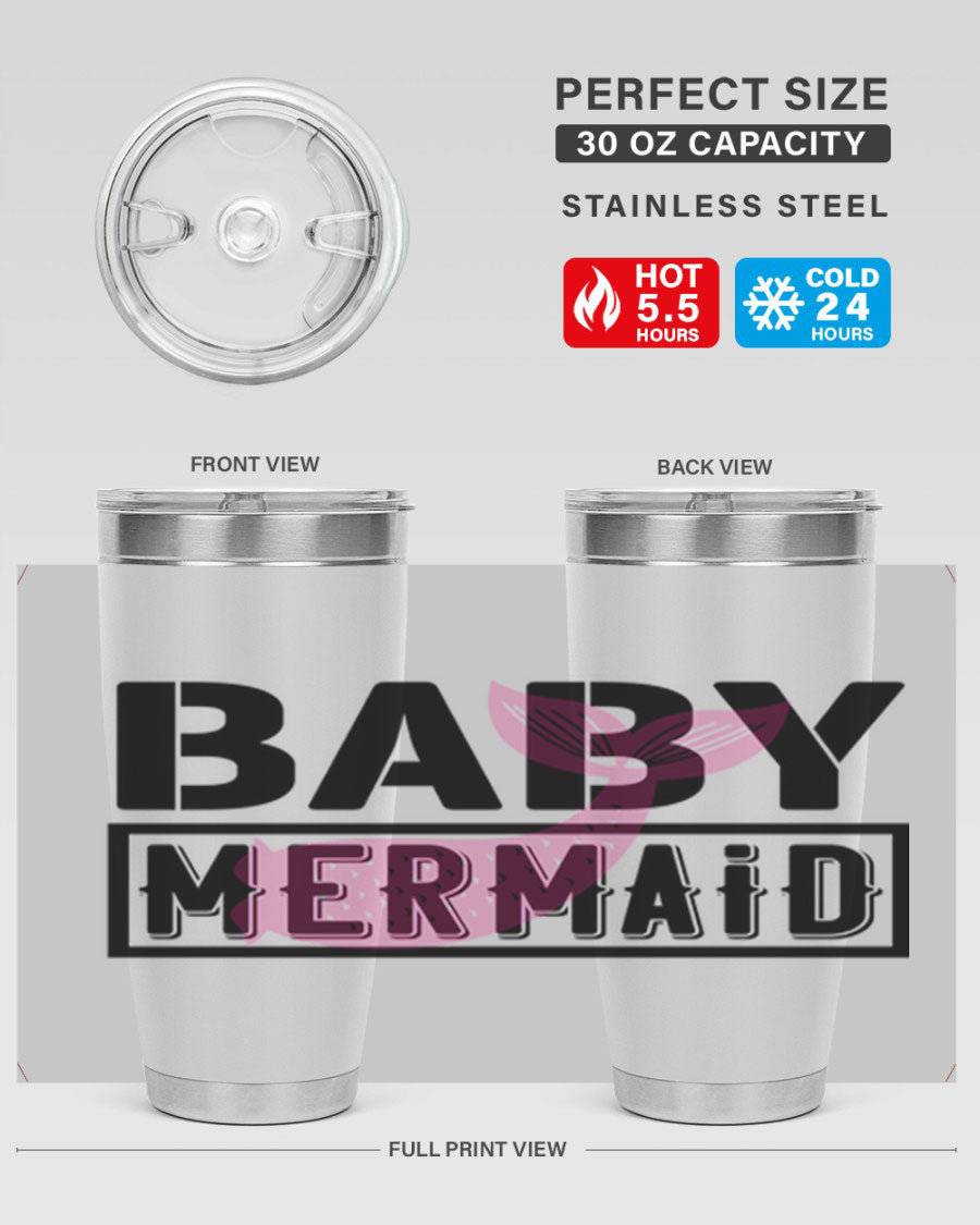Baby Mermaid 29# Tumbler, a stylish 20oz stainless steel tumbler with vibrant mermaid design, perfect for hot and cold beverages.