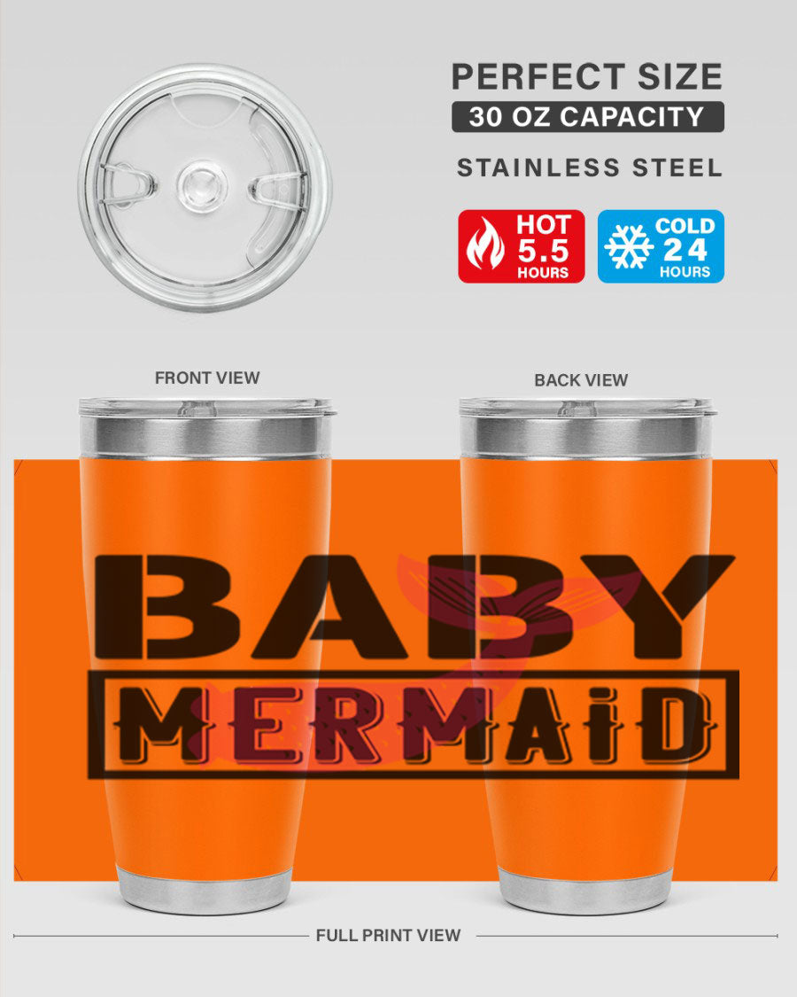 Baby Mermaid 29# Tumbler, a stylish 20oz stainless steel tumbler with vibrant mermaid design, perfect for hot and cold beverages.