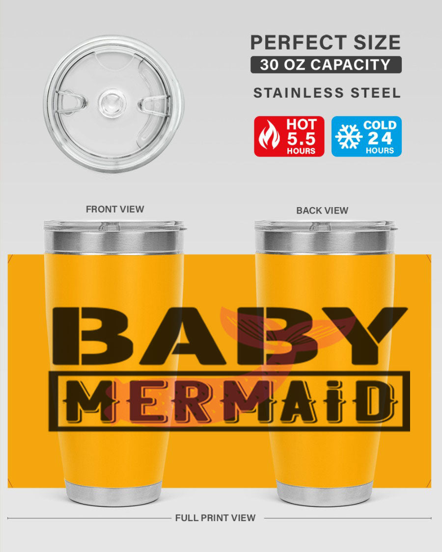 Baby Mermaid 29# Tumbler, a stylish 20oz stainless steel tumbler with vibrant mermaid design, perfect for hot and cold beverages.