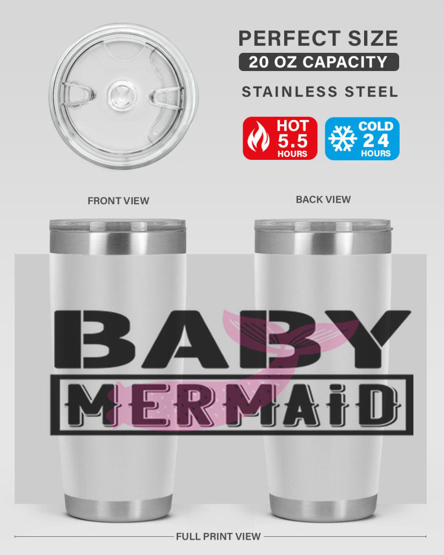 Baby Mermaid 29# Tumbler, a stylish 20oz stainless steel tumbler with vibrant mermaid design, perfect for hot and cold beverages.