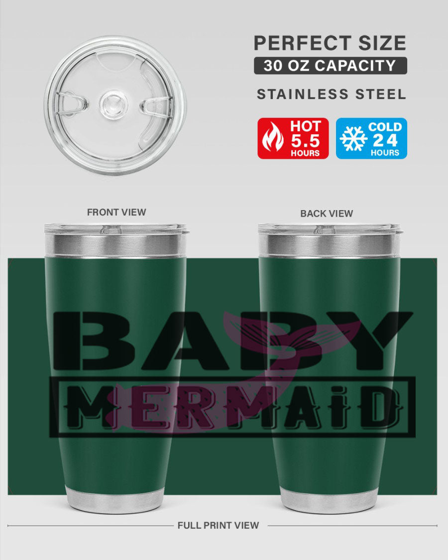 Baby Mermaid 29# Tumbler, a stylish 20oz stainless steel tumbler with vibrant mermaid design, perfect for hot and cold beverages.
