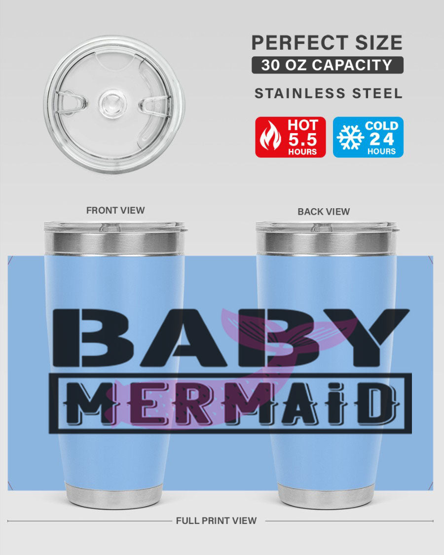 Baby Mermaid 29# Tumbler, a stylish 20oz stainless steel tumbler with vibrant mermaid design, perfect for hot and cold beverages.