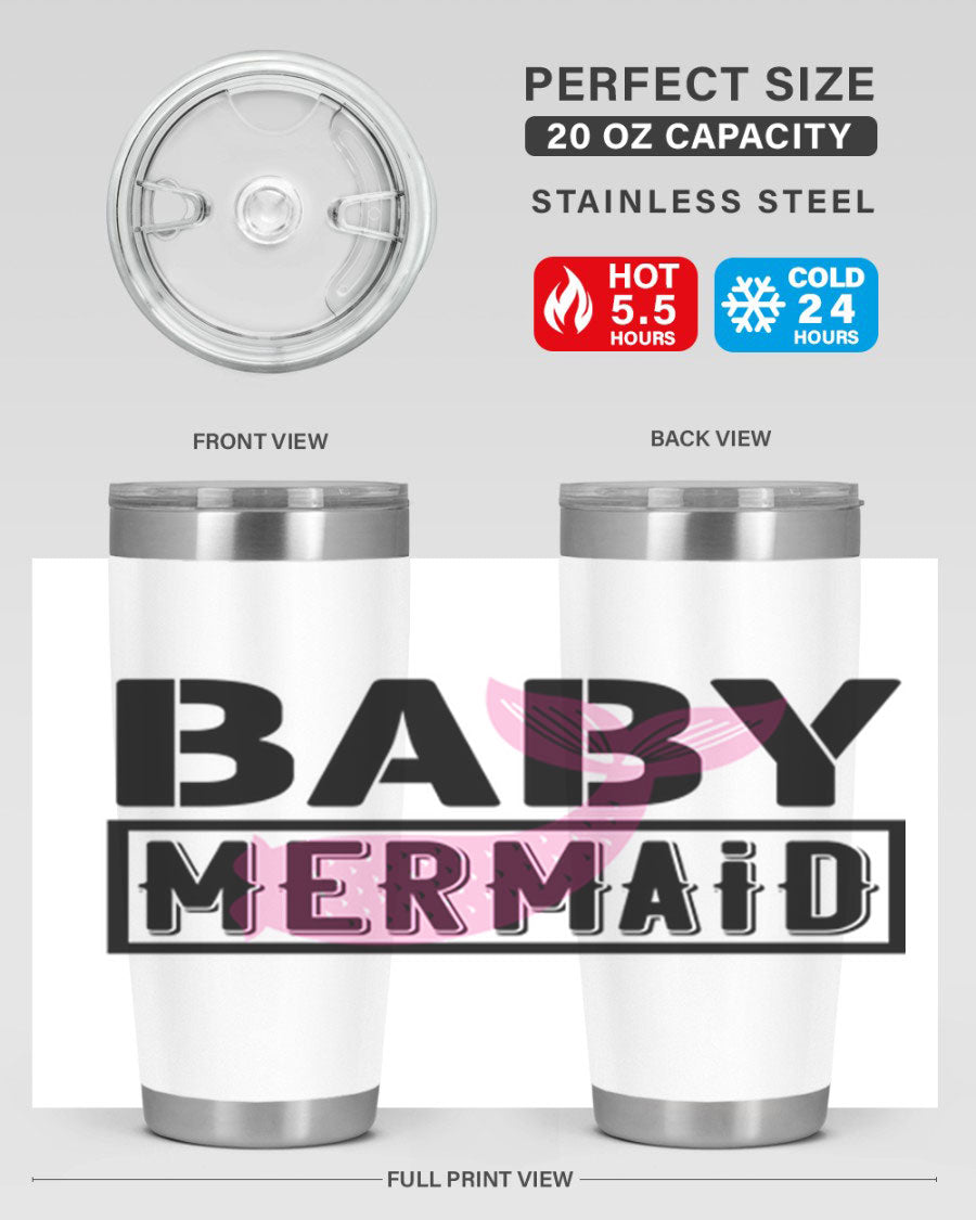 Baby Mermaid 29# Tumbler, a stylish 20oz stainless steel tumbler with vibrant mermaid design, perfect for hot and cold beverages.