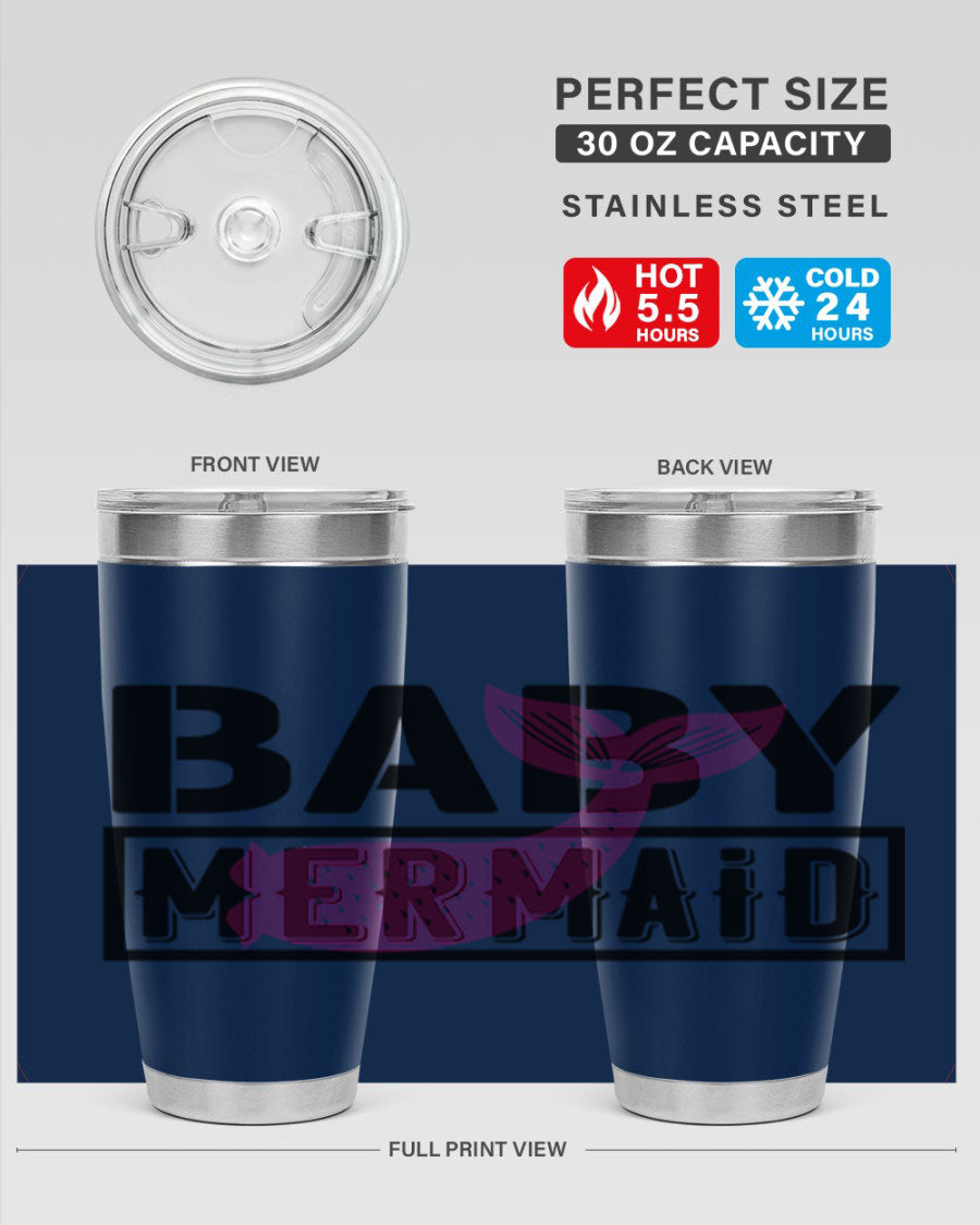 Baby Mermaid 29# Tumbler, a stylish 20oz stainless steel tumbler with vibrant mermaid design, perfect for hot and cold beverages.