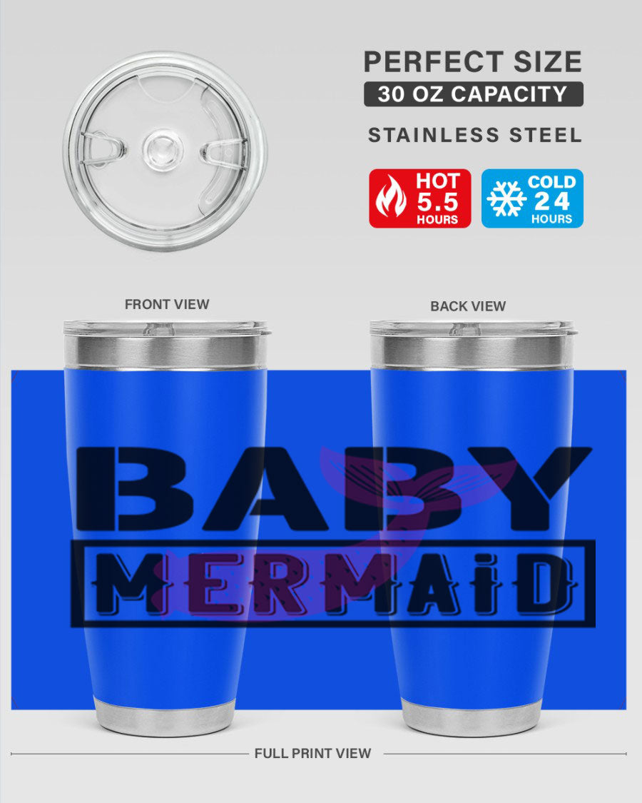 Baby Mermaid 29# Tumbler, a stylish 20oz stainless steel tumbler with vibrant mermaid design, perfect for hot and cold beverages.