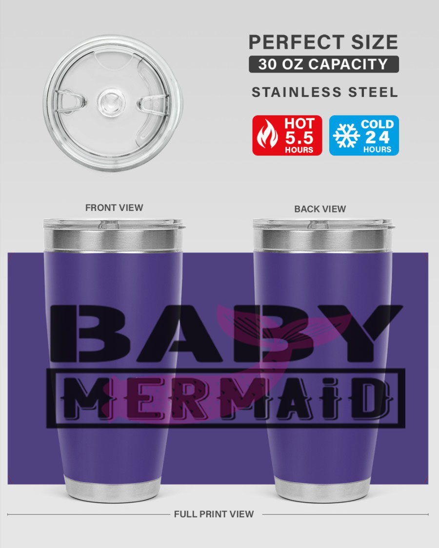 Baby Mermaid 29# Tumbler, a stylish 20oz stainless steel tumbler with vibrant mermaid design, perfect for hot and cold beverages.