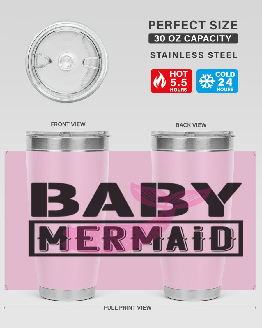 Baby Mermaid 29# Tumbler, a stylish 20oz stainless steel tumbler with vibrant mermaid design, perfect for hot and cold beverages.