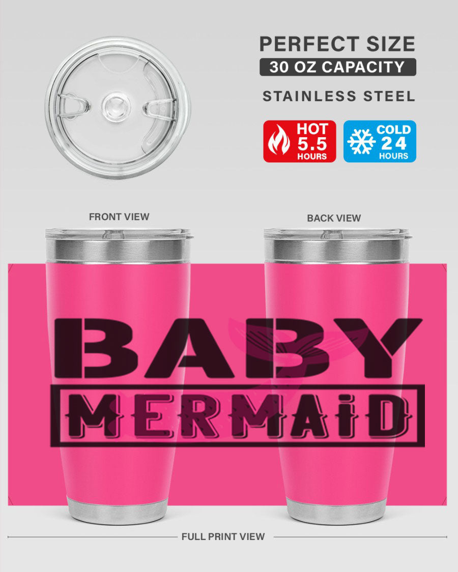 Baby Mermaid 29# Tumbler, a stylish 20oz stainless steel tumbler with vibrant mermaid design, perfect for hot and cold beverages.