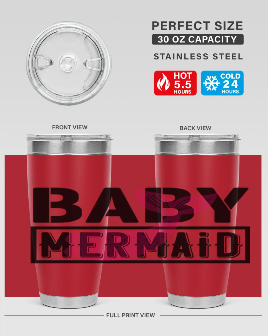 Baby Mermaid 29# Tumbler, a stylish 20oz stainless steel tumbler with vibrant mermaid design, perfect for hot and cold beverages.
