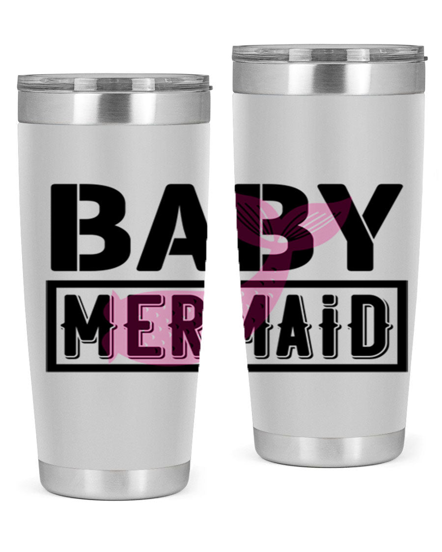 Baby Mermaid 29# Tumbler, a stylish 20oz stainless steel tumbler with vibrant mermaid design, perfect for hot and cold beverages.