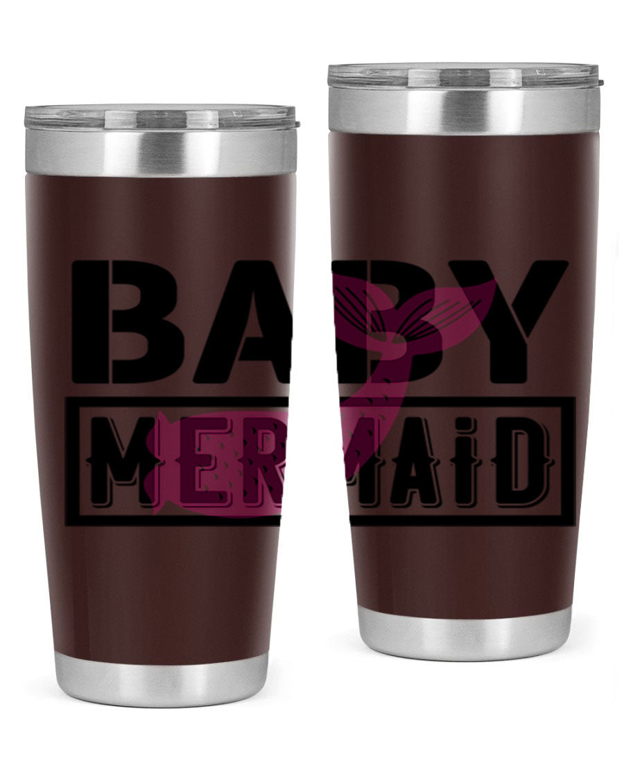 Baby Mermaid 29# Tumbler, a stylish 20oz stainless steel tumbler with vibrant mermaid design, perfect for hot and cold beverages.