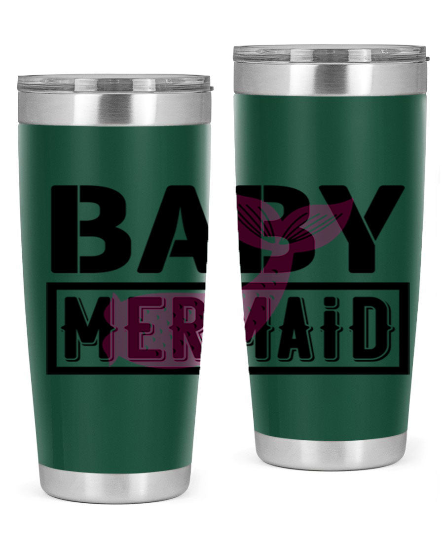 Baby Mermaid 29# Tumbler, a stylish 20oz stainless steel tumbler with vibrant mermaid design, perfect for hot and cold beverages.