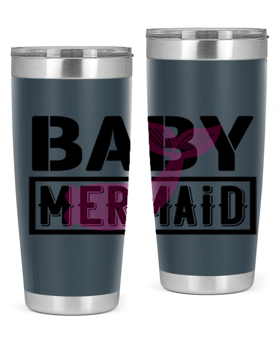 Baby Mermaid 29# Tumbler, a stylish 20oz stainless steel tumbler with vibrant mermaid design, perfect for hot and cold beverages.