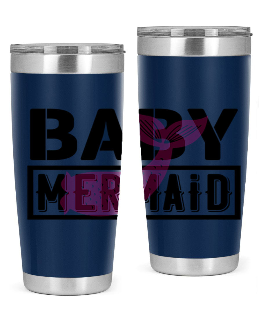 Baby Mermaid 29# Tumbler, a stylish 20oz stainless steel tumbler with vibrant mermaid design, perfect for hot and cold beverages.