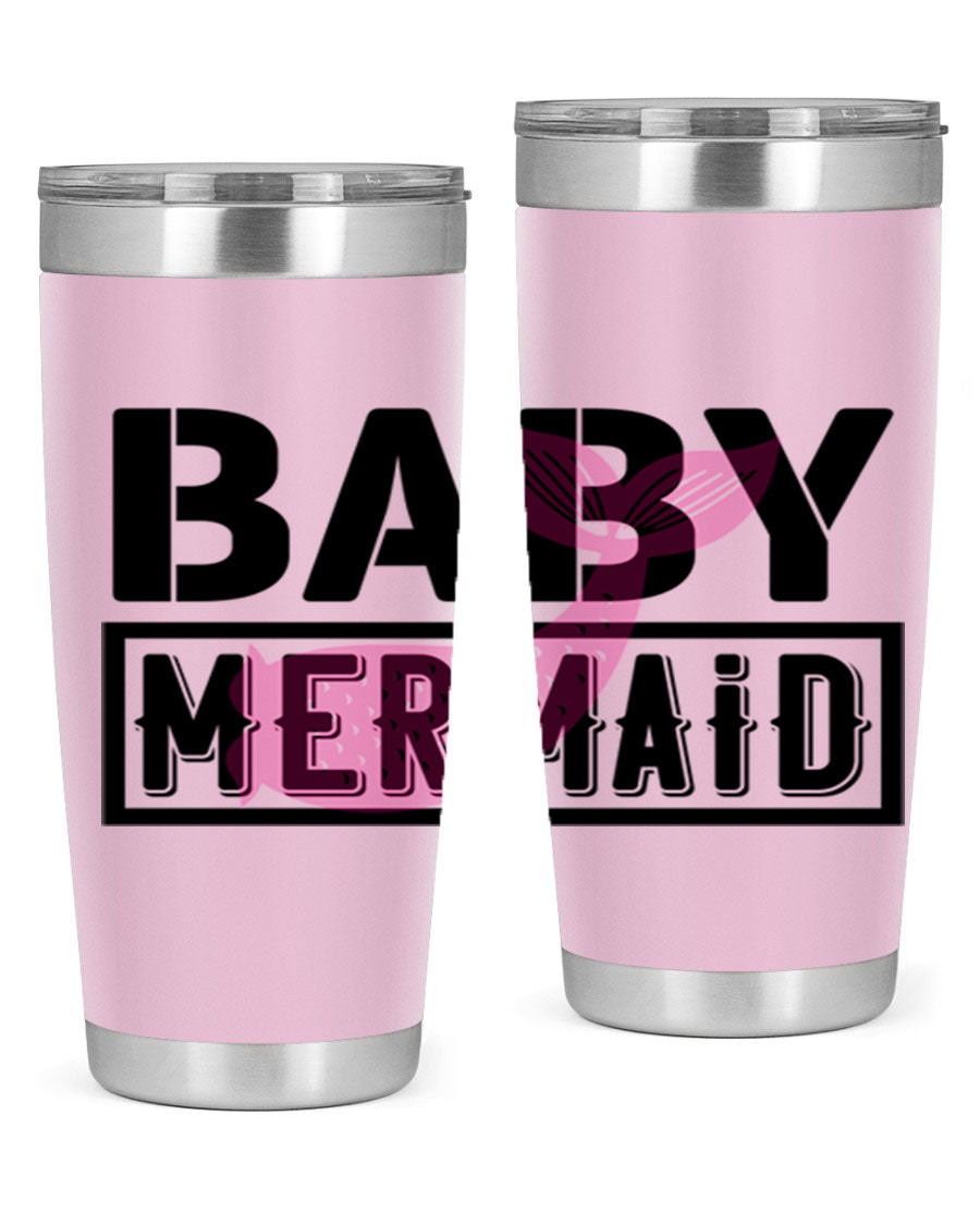 Baby Mermaid 29# Tumbler, a stylish 20oz stainless steel tumbler with vibrant mermaid design, perfect for hot and cold beverages.