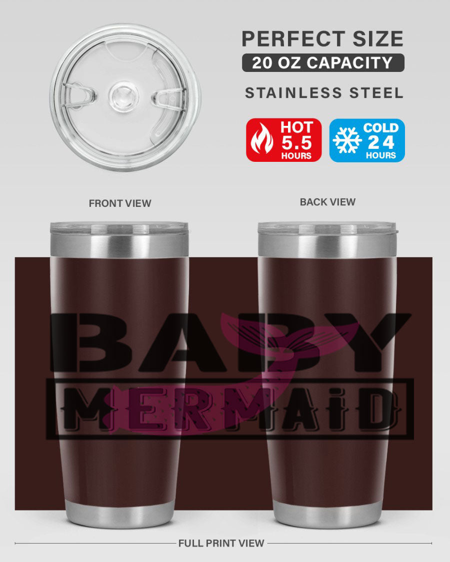 Baby Mermaid 29# Tumbler, a stylish 20oz stainless steel tumbler with vibrant mermaid design, perfect for hot and cold beverages.