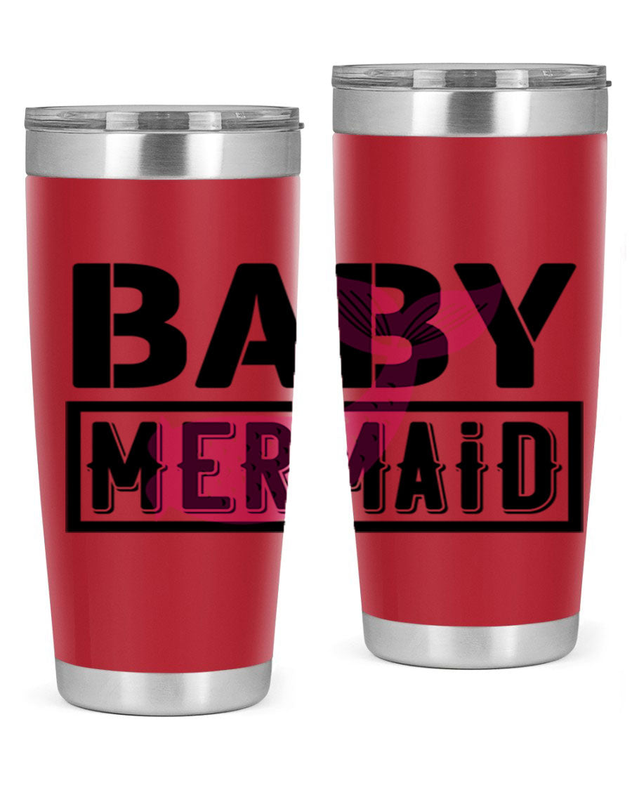 Baby Mermaid 29# Tumbler, a stylish 20oz stainless steel tumbler with vibrant mermaid design, perfect for hot and cold beverages.