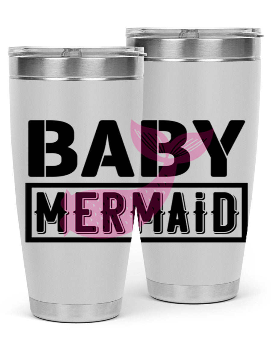 Baby Mermaid 29# Tumbler, a stylish 20oz stainless steel tumbler with vibrant mermaid design, perfect for hot and cold beverages.