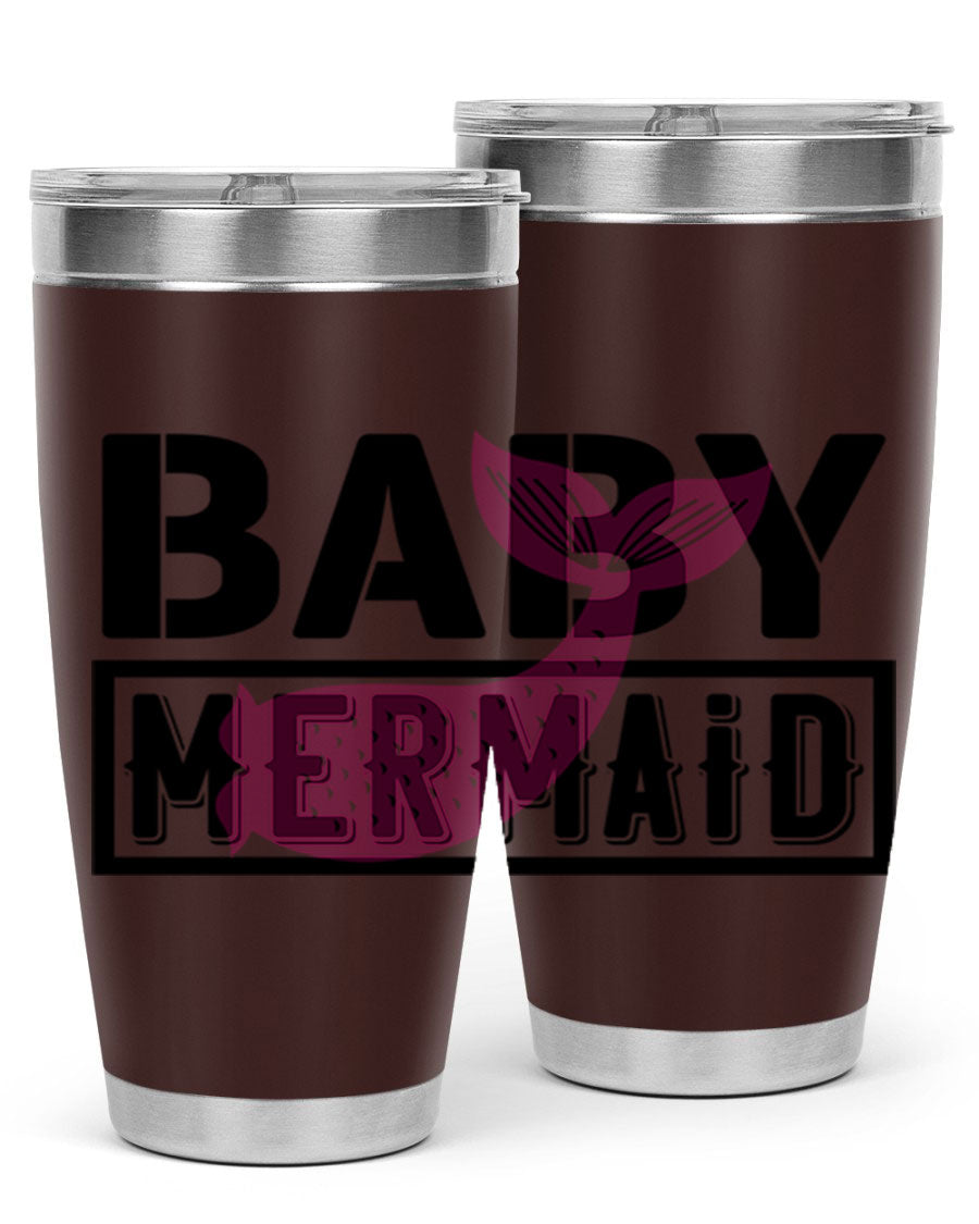 Baby Mermaid 29# Tumbler, a stylish 20oz stainless steel tumbler with vibrant mermaid design, perfect for hot and cold beverages.